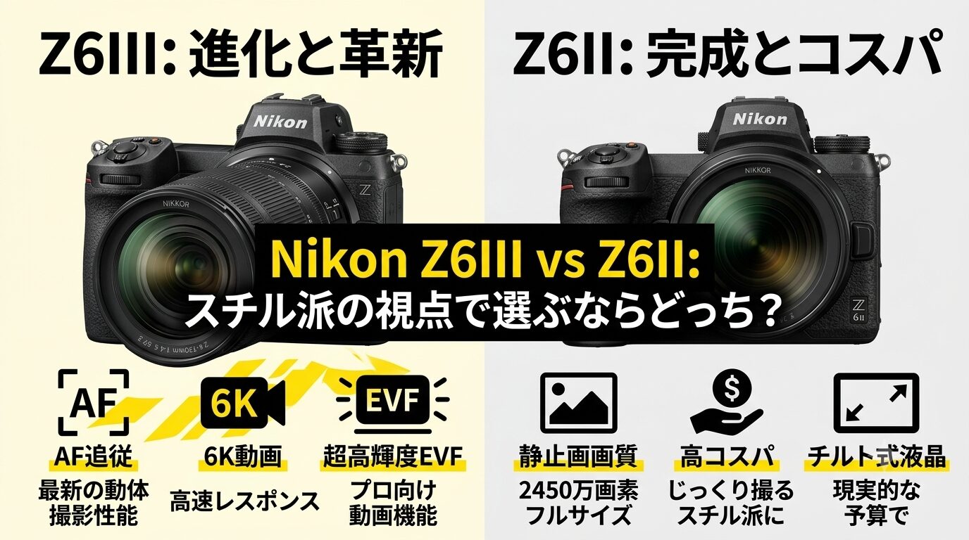 Nikon Z6III vs Z6II｜40万円の価値はある？スチル派のための徹底比較