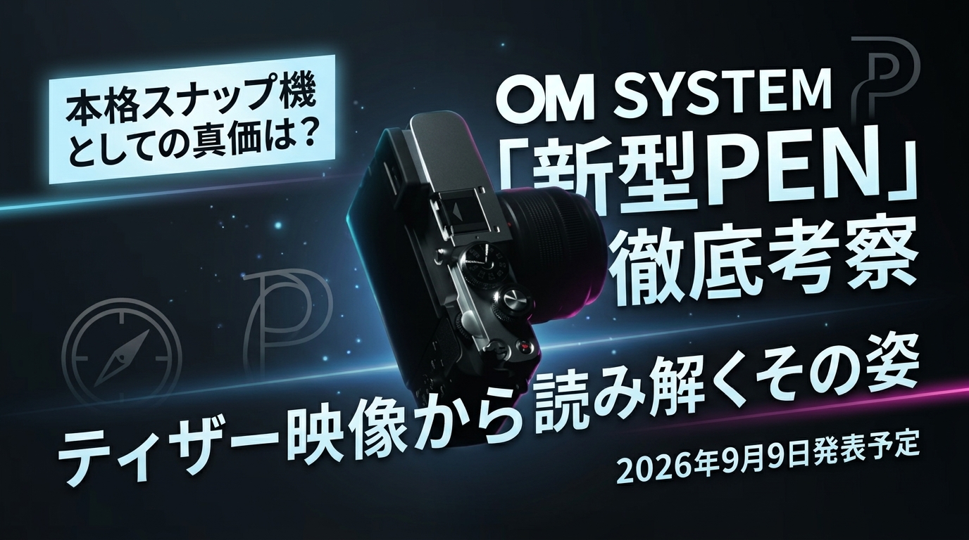 【2026年9月9日発表】ティザー動画から読み解くOM SYSTEM新型PENへの期待とデザイン考察