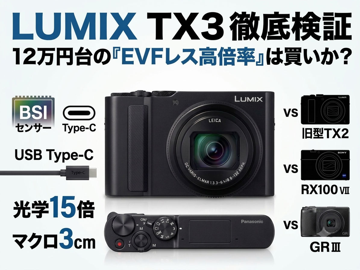 LUMIX TX3徹底検証：12万円台の「EVFレス高倍率」は買いか？ライバル機・旧型との実用比較